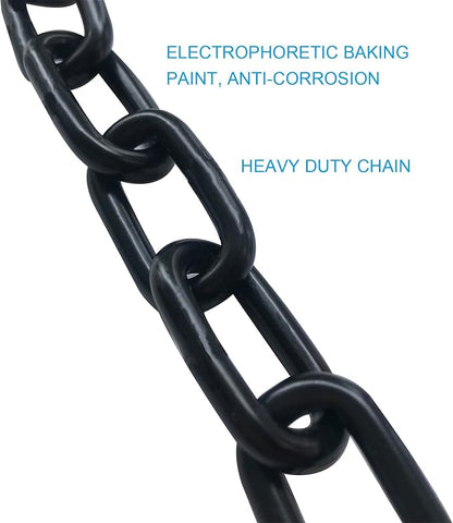2Pcs Black Heavy Duty Hanging Chains with 4 Carabiners, Chair Hardware for Indoor Outdoor Playground Hammock Punching Bags 800 LB Capacity Small Chain Double Clips (Black Metal-1 PCS)