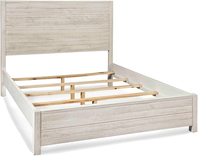 Grain Wood Furniture Montauk Solid Wood Bed, Full Size, Rustic Off-White