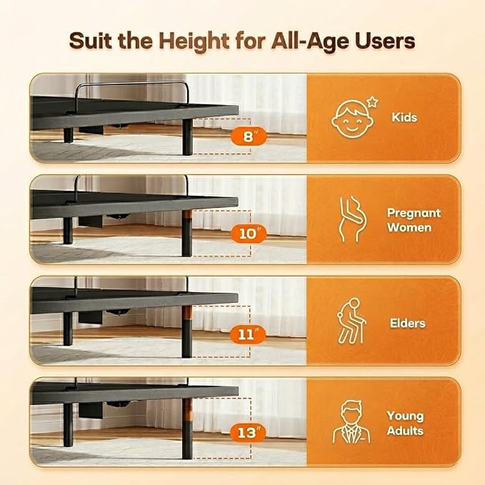 AMADA HOMEFURNISHING Queen Adjustable Bed Frame and 10 Inch Gel Memory Foam Mattress Set, Massage, Head & Foot Incline, Wireless Remote, USB Ports, LED Night Light