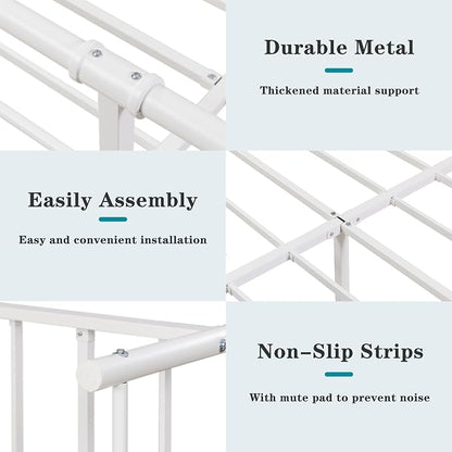 VECELO Classic White Victorian Style Metal Bed Frame with Headboard and Footboard Under Bed Storage No Box Spring Needed Strong Slat Suppor Bed Frame Full Size