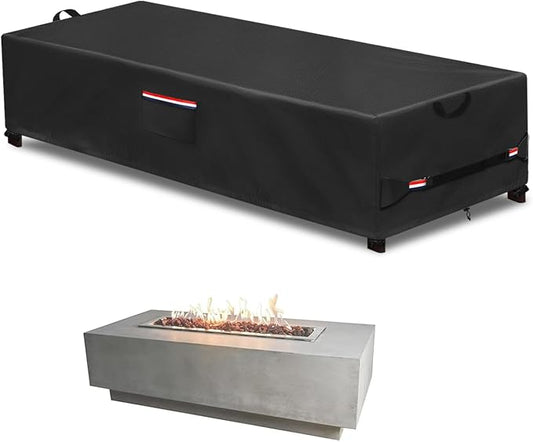 Rectangular Fire Pit Cover 60 inch,Heavy Duty 600D Waterproof Propane Gas Fire Pit Table Cover,Also Suitable for Outdoor Waterproof Firepit Table Cover 60 X 28 X 17 Inch Black