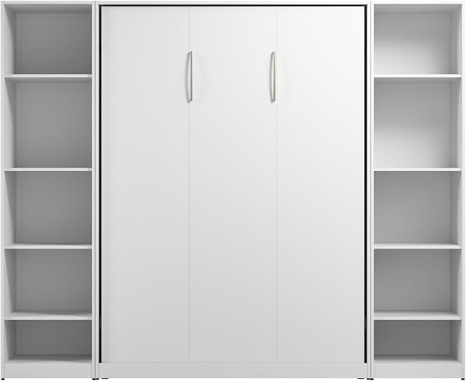 Bestar Claremont Full Murphy Bed with Closet Organizers (99W) in White, Space-Saving Sleeping Arrangement for Multipurpose Room