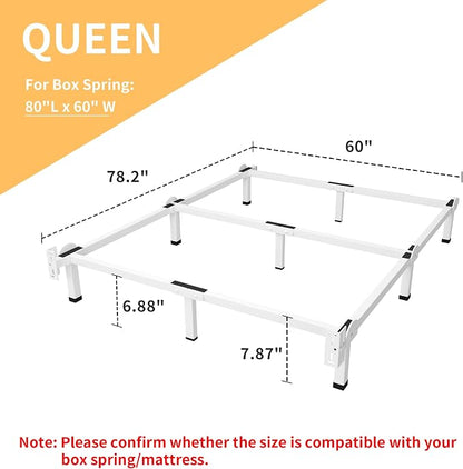 Superay Metal Bed Frame, 9-Leg Bed Base, 8 inches Support for Box Spring, Queen, Easy Assembly, White