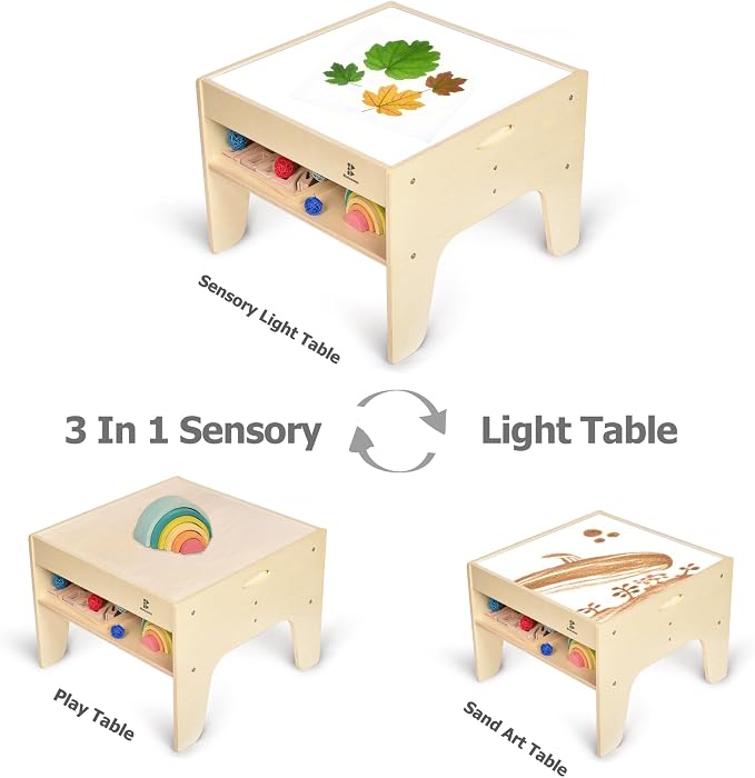3-in-1 Versatile LED Sensory Light Table w/Storage for Kids - Preschool, Classroom & Playroom | Sensory Learning & Educational Play