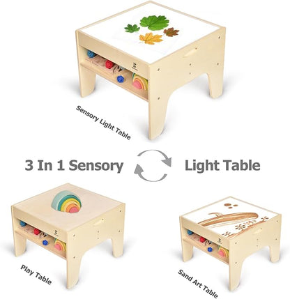 3-in-1 Versatile LED Sensory Light Table w/Storage for Kids - Preschool, Classroom & Playroom | Sensory Learning & Educational Play