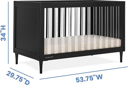 Delta Children Bowie 4-in-1 Convertible Acrylic Crib - Greenguard Gold Certified, Black Ebony