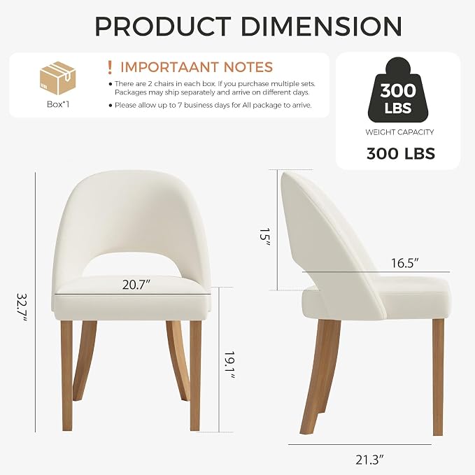 Wooden Dining Chairs Set of 6, Upholstered Modern Chenille Dining Room Chair Kitchen Chairs, Comfy Farmhouse Dinner Chair for Kitchen Dining Room, Beige