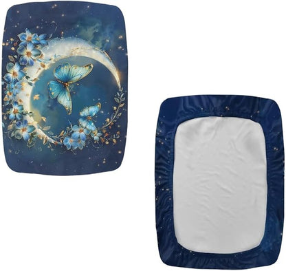 Bar Stool Seat Covers Rectangle Stool Covers Set of 2 Moon Butterfly Floral Bench Covers Slipcover Rectangle Stretch Counter Height Bar Stools Slipcovers Washable Saddle Seat Cover