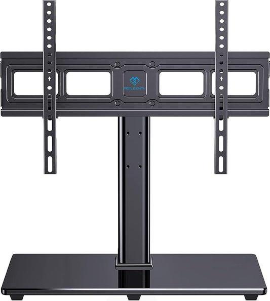 PERLESMITH Universal TV Stand for 32-82 inch LCD LED OLED 4K Flat Screen TVs-Height Adjustable TV Mount Stand with Tempered Glass Base, VESA 600x400mm, Holds up to 99lbs PSTVS11