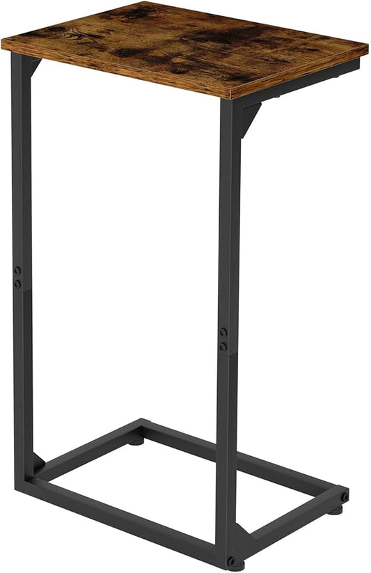 AMHANCIBLE C Shaped End Tables, Couch Side Tables that Slide Under, TV Trays for Living Room, Bedroom, Small Space, Sofa, Brown HET02BBR-1