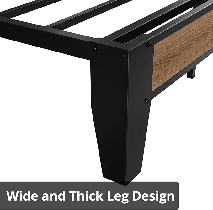 LIKIMIO Queen Bed Frames, Storage Headboard with Charging Station, Solid and Stable, Noise Free, No Box Spring Needed, Easy Assembly, Wood and Cream