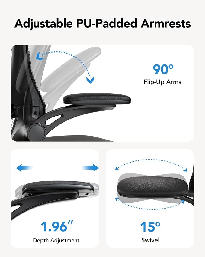 HUANUO Ergonomic Office Chair, High Back Computer Desk Chair with Adjustable Lumbar Support and Headrest, Comfy Gaming Chair with 3D Armrests, Home Office Rolling Chair, Max Load 300 lbs, Pack of 5