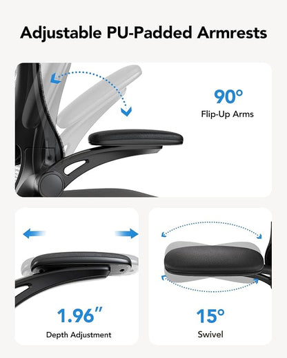 HUANUO Ergonomic Office Chair, High Back Computer Desk Chair with Adjustable Lumbar Support and Headrest, Comfy Gaming Chair with 3D Armrests, Home Office Rolling Chair, Max Load 300 lbs, Pack of 5