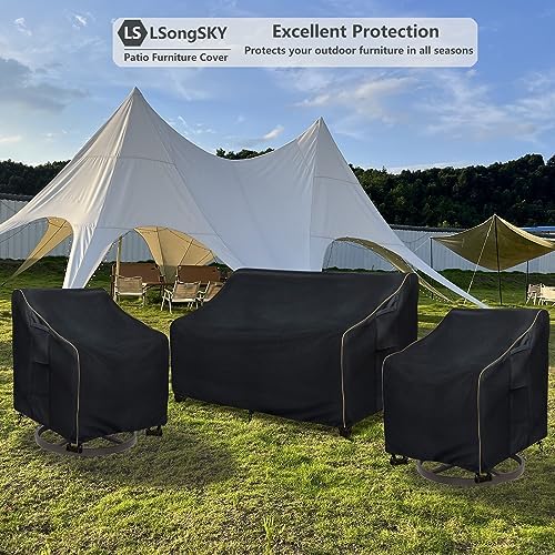 Outdoor Swivel Lounge Chair Cover 2 Pack,Waterproof Heavy Duty Patio Chair Covers,Patio Rocking Chair Covers for Outdoor Furniture,(30 W x 34 D x 38.5 H inches),Black