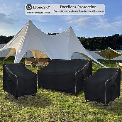 Outdoor Swivel Lounge Chair Cover 2 Pack,Waterproof Heavy Duty Patio Chair Covers,Patio Rocking Chair Covers for Outdoor Furniture,(30 W x 34 D x 38.5 H inches),Black
