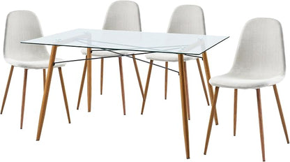 Teamson Home Minimalista Modern Glass Top Dining Table with Metal Legs for Kitchen Living Room Study Home Office, 30 inch Height, Glass/Wood