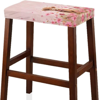 Covers for Bar Stool Seats Highland Cow Daisy Foot Stool Covers Rectangular Valentines Party Decortaion Rectangle Stool Cover Stretch Seat Covers for Bar Stool Chairs
