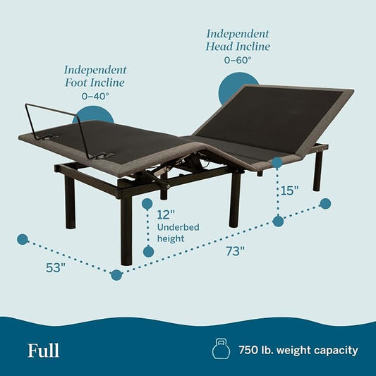 Lucid® L150 Adjustable Bed Frame – Head & Foot – Wireless Remote, Full
