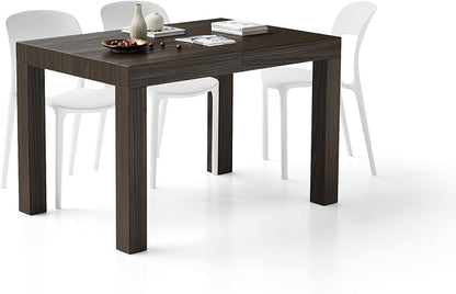 Mobili Fiver, First Extendable Table, 47.2(78.7) x31.5 in, Dark Walnut, for 6-8 People, Expandable Dining Table for Kitchen, Living Room, Italian Furniture