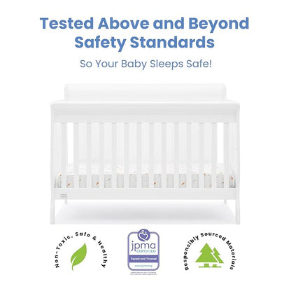 Simmons Kids Carter 6-in-1 Convertible Crib - Greenguard Gold Certified, Bianca White