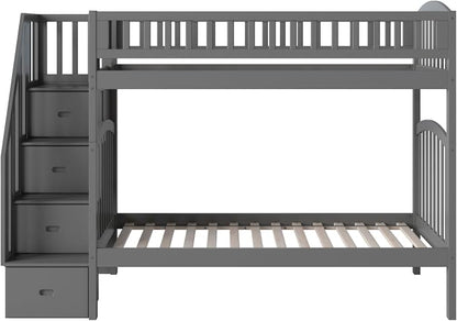AFI, Westbrook Staircase Bunk Bed Twin Over Twin, Grey