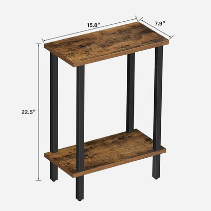 TUTOTAK Small Side Table, Narrow End Table, Set of 2, Skinny Sofa Table, Slim Nightstand, Couch Table, Living Room, Bed Room, Brown TB01BB0622