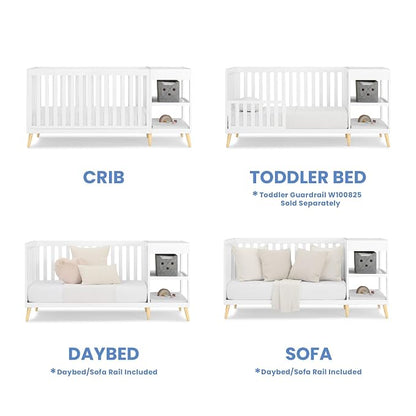 Delta Children Essex 4-in-1 Convertible Crib and Changer, Bianca White w/Natural