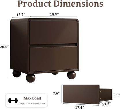 MAISONARIA Mid-Century 3-Piece Dresser Bedroom Set, 6 Drawer Dresser & 2 Drawer Nightstands with Curved Profile Design & Handle Free, Wood Chest of Drawers for Bedroom, Living Room, Hallway, Brown