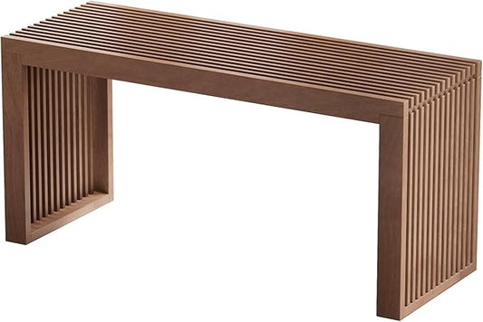 Bamboo Dining Bench, 35 inch Farmhouse Decor Indoor Kitchen Table Bench, Entryway Shoe Rack Bench, Outdoor Bench, Solid Bamboo Benches for Living Room, Hallway, Bedroom, Bathroom (Walnut, Long)