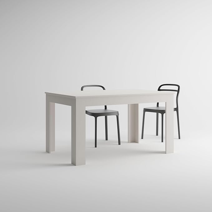 Mobili Fiver Easy Extendable Dining Table, 55.1 to 86.6 Inches, Seats 6-8, Ashwood White, Made in Italy