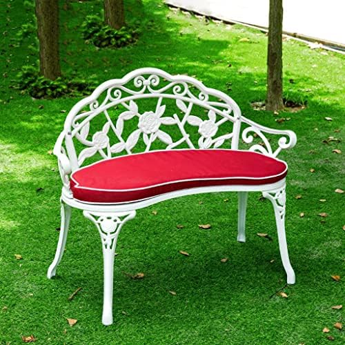 GIZMOBOX Outdoor Bench Outdoor Bench Lounge Bronze Cast Aluminum Furniture Decorative for Garden Patio Balcony Backyard(White)