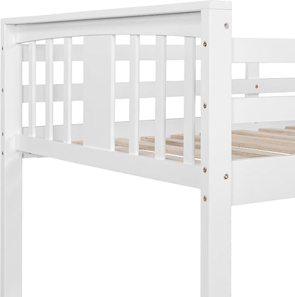 Merax Twin Over Twin Bunk Bed with Ladder, White