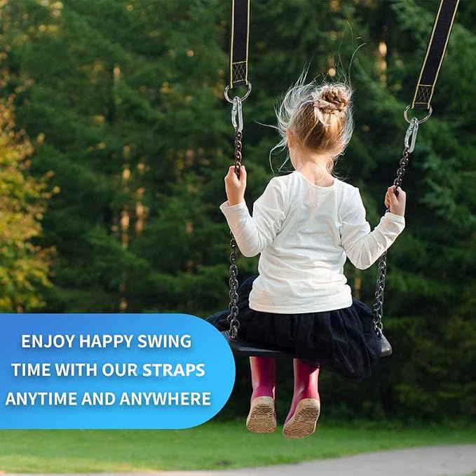 Tree Swing Hanging Straps Kit - Holds 1800 lbs (SGS Certified), 5ftx2 Hammock Straps with 2 Heavy Duty Locking Carabiners and 2 Tree Protectors, Polyester Straps Perfect for Tree Swings & Hammocks