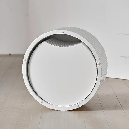Round Nesting Coffee Table Set of 2 Modern Cream Fluted Coffee Table Small Round End Table Crescent Side Table Circular Coffee Tables Nested Coffee Tables for Living Room (Cream Large)