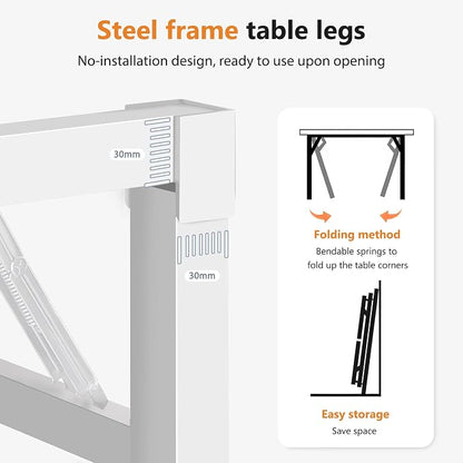 DlandHome 47 inches Folding Table Computer Desk Portable Activity Table Conference Table Home Office Desk, Fully Assembled White DND-ND5-120WW