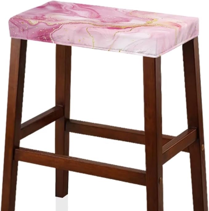 Pink Marble Print Bar Stool Seat Covers Rectangle Stool Covers Set of 2 Bench Covers Slipcover Rectangle Stretch Counter Height Bar Stools Slipcovers Counter Stool Covers Saddle Seat Cover