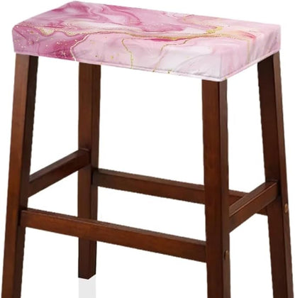 Pink Marble Print Bar Stool Seat Covers Rectangle Stool Covers Set of 2 Bench Covers Slipcover Rectangle Stretch Counter Height Bar Stools Slipcovers Counter Stool Covers Saddle Seat Cover