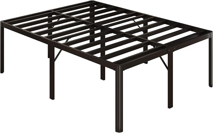 Yicensen 22 Inch High Queen Bed Frame Rounded Corner No Box Spring Needed, Heavy Duty Metal Queen Size Platform Bed Frame, Easy Assembly, Noise Free, Black