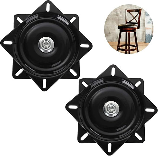 2 Pack 8 Inch Heavy Duty Bar Stool Swivel Replacement, 500lbs Capacity 360 Degree Square Swivel Chair Base Mechanism Seat Mount Plate for Barstools Recliner Chair Boat