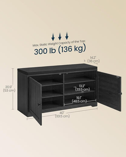 SONGMICS HOME 3-Tier Entryway Bench, Shoe Bench with Padded Seat, for Hallway, Bedroom, 14.2 x 40 x 20.9 Inches, Dark Gray