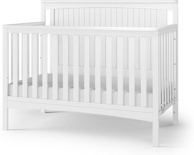 Child Craft Scout 4-in-1 Convertible Crib, Baby Crib Converts to Day Bed, Toddler Bed and Full Size Bed, 3 Adjustable Mattress Positions, Non-Toxic, Baby Safe Finish (Matte White)