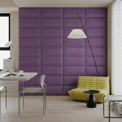 Light Purple Faux Leather Peel and Stick Headboard Kit - 6-Panel Wall Mount Bed Backboard for Queen/King Size Beds, 24"x12" Removable Panels (Easy Installation)