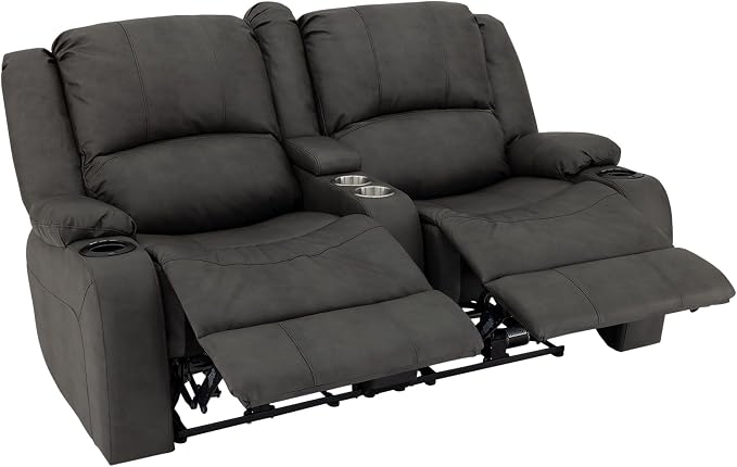 RecPro Charles 64" RV Wall Hugger Reclining Sofa | Gunmetal