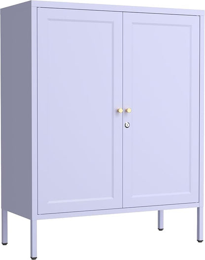 Lockable Metal Storage Cabinet Adjustable Shelves Modern Versatile Storage Lockers Home Organization Durable Metal Cabinet Garage Tool Cabinet Purple 36" H X 31.5" W X 13.8" D