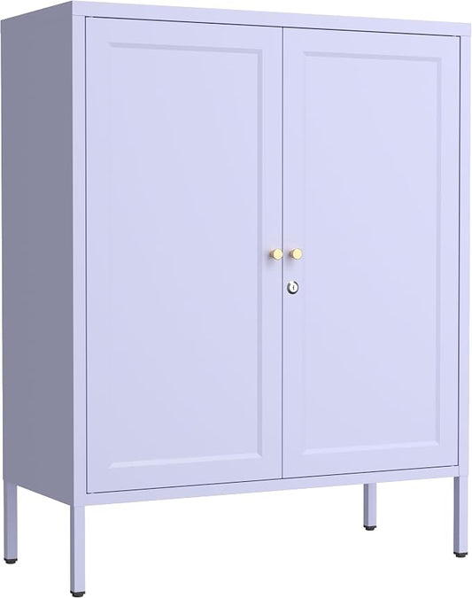Lockable Metal Storage Cabinet Adjustable Shelves Modern Versatile Storage Lockers Home Organization Durable Metal Cabinet Garage Tool Cabinet Purple 36" H X 31.5" W X 13.8" D