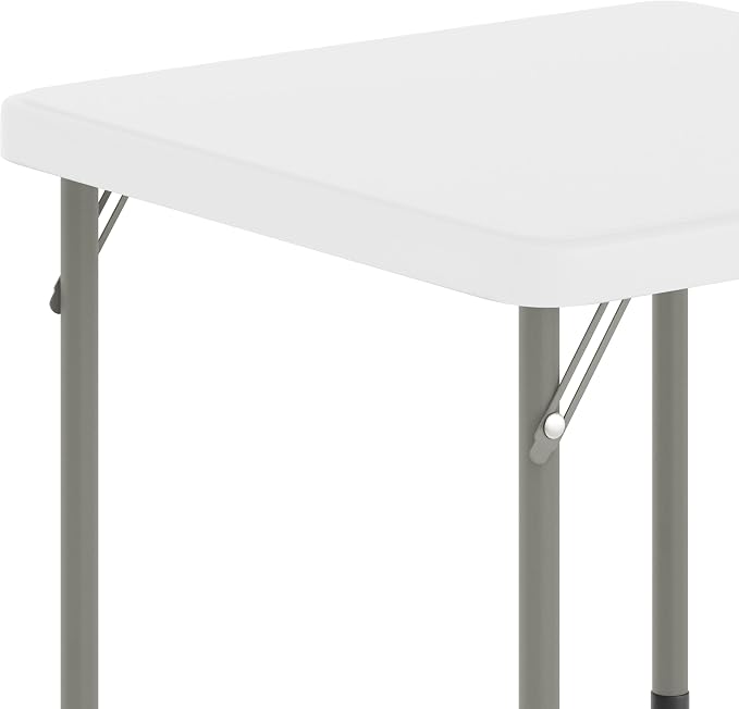 Flash Furniture Paige 24x24 Kids Folding Table with Locking Legs, Commercial Grade Table Recommended for Ages 2-4 in Granite White