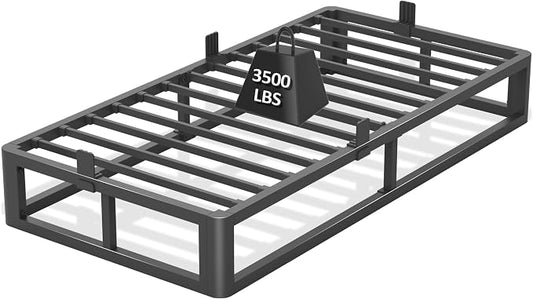 Bilily 10 Inch Twin Bed Frame with Round Corner, Heavy Duty 3500 LBS Steel Slats Support with Mattress Slide Stopper, No Box Spring Needed, Noise Free, Easy Assembly