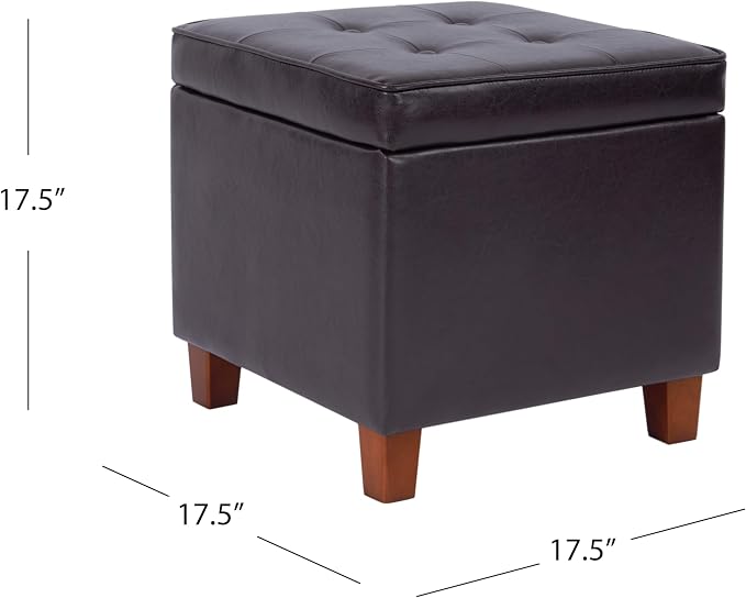 HomePop 18" Classic Square Storage Ottoman - Brown