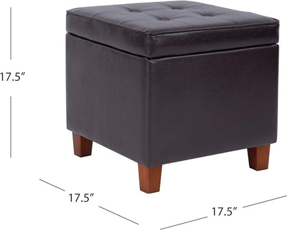HomePop 18" Classic Square Storage Ottoman - Brown