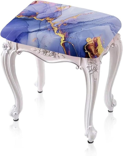 Marble Print Bar Stool Covers - Set of 2 Rectangle Stretch Bench Covers - Removable Slipcover for Vanity Chair